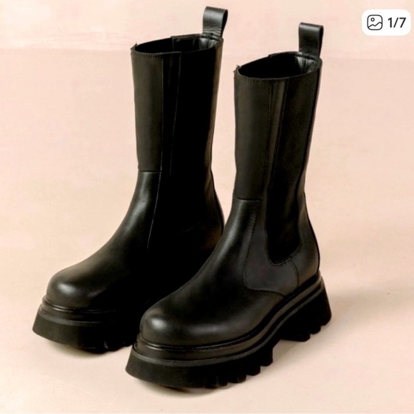ALOHAS All Rounder chunky leather Boots Black Sz 9 Goth - Picture 3 of 16